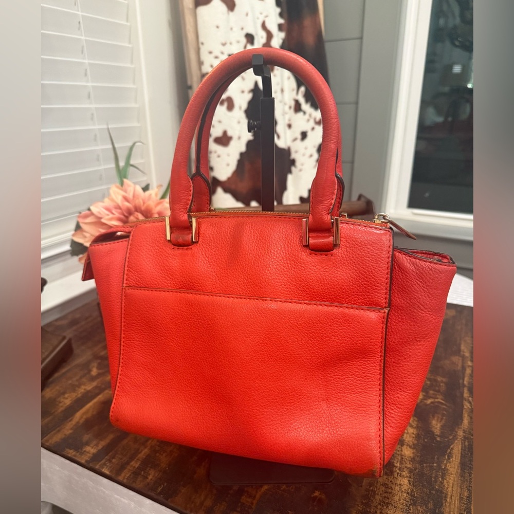 Michael Kors Red/Orange 2 Way Satchel with Gold Accents - Picture 4 of 16